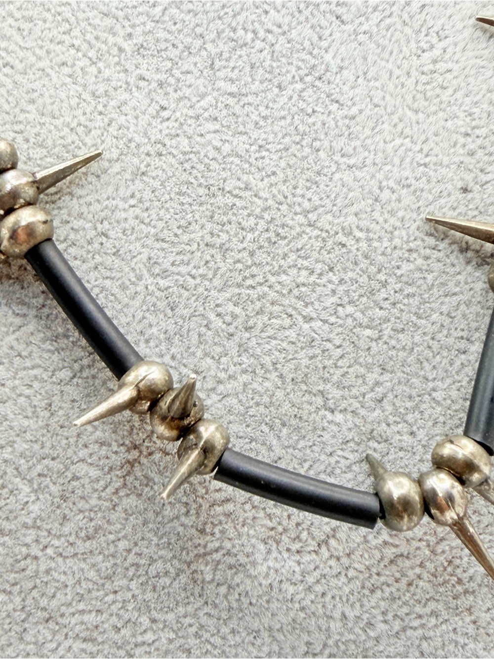 Black and Silver Spike Bead Necklace for Women - Picture 3 of 9